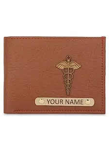 Flagbearer Kissing Couple Men Formal Tan Artificial Leather Customized Wallet for Men with Charms, Personalized Name Wallet, Best Birthday Gifts for Men