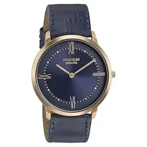 Sonata Poze Quartz Analog Blue Dial Leather Strap Watch for Men-SP70006WL01