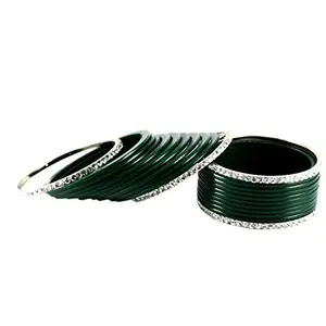 MAYA FASHION Green Stone Acrylic-Brass Bangle Elegant Extra Large Size Bangle | Perfect Fit for Plus Size banglesTrendy and Comfortable Fit for woman and girls | (Sku-ban1277)