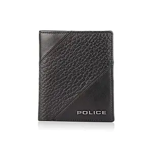 POLICE Jumbo Men's North Wallet | Leather Purse with 4 Card Slot, 2 Currency Compartment, 2 Slip-in Pockets, 1 Coin Pocket -Black