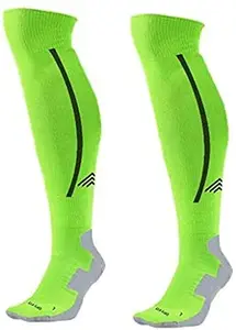 Just Care Knee High Striped Sports Socks (Green with Black)