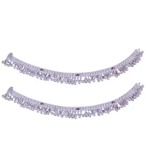 WomenSky Silver-Plated Ethnic Anklets