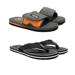 ASIAN Men's Slipper Combo Pack of 2 Daily Used Flip-Flop & Slippers | Lightweight With Multicolor Rubber Chappals For Men's & Boy's