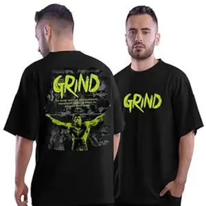 DUDEME Unisex Cotton Gym T Shirt | Oversized Workout T Shirt for Men & Women | Black Gym Tshirt | Loose Fit Gym Wear for Workout, Training & Fitness