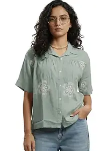 J TURRITOPSIS Women's Embroidered Half Sleeves Stylish Shirt || Shirt Top for Women
