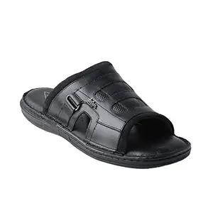 Lee Cooper Leather Regular Slipon Mens Sandals (BLACK, SIZE_43)