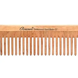 Ocean Professional Handmade Neem Wood Comb 007 – Extra Wide Tooth Detangling Comb for Thick & Curly Hair – Natural, Anti-Static, Eco-Friendly, Herbal Hair Care Tool – 7.5 Inch – Unisex & Sustainable
