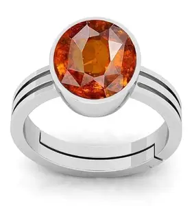 DAURAYA GEMS 8.25 Ratti 7.35 Carat Hessonite Garnet Stone Ashtdhatu Silver Adjustable Ring Original and Natural Gomed Gemstone for Astrological Purpose