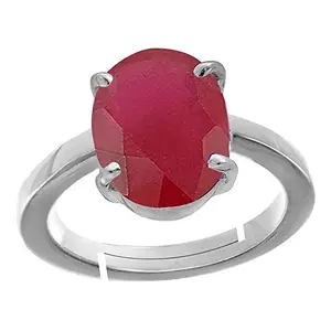 APSSTONE 4.50 Ratti Certified Unheated Untreatet Natural Ruby Stone Manik Ring Adjustable Panchdhatu Ring Silver Plated Ring for Women's and Men's By LAB -CERTIFIED