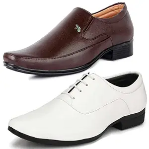 Graceful Trendy Formal Shoes/Party Shoes/ 2 Shoes Combo with Free 2 Belt for Men and Boys (BAZAAR10403_PV-LNG-1006) Multicolor