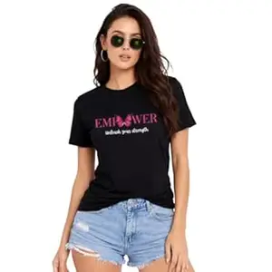 NAVRAAH Women Printed Cotton T-Shirt | Regular Fit | Round Neck | Long Sleeve | Soft Breathable Cotton Casual & Everyday Wear Top, Empower