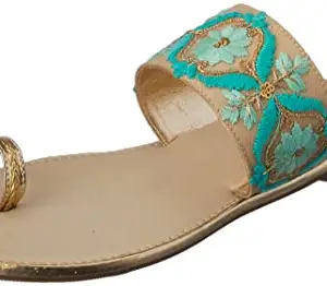 Signature Sole Women's Embroidered Flats Green Fashion Sandals - 6 UK (39 EU) (9 US) (SS2397_39)