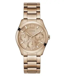 GUESS Women's Stainless Steel Analog Rose Gold Dial Women's Watch-Gw0760L3, Band Color-Rose Gold