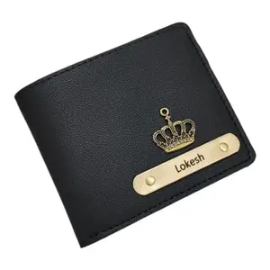 Imported Customised Wallet for Men | Customized Purse. Personalized Men's Wallet with Name and Charm (Black)