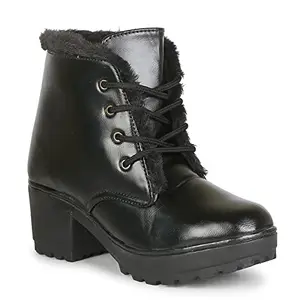 Saheb Casual Heel Boots for Girls and Women (40, Black, 826)