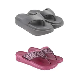 ZENWEAR Extra Soft Classic Casual wear with Flexibility Technology Flip Flop Combo for Women's/Girl's(6110+1868)(5) Multicolor