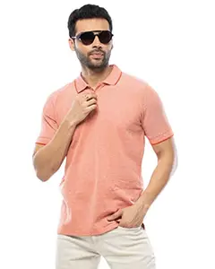 Lappen Fashion Men's Polo T-Shirt I Half Sleeve with Collar and Button I Regular Slim Fit Plain Solid Tshirts I for Regular, Yoga, Sports I Casual Stylish Look for Boys & Men (3XL, Peach)