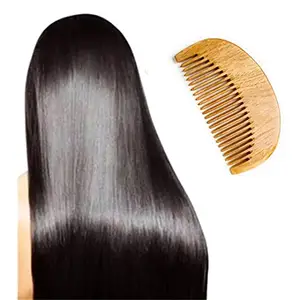 FASHIO GIRLYZ ATTIRE Eco-Friendly Neem Wood Hair Comb - Anti-Static Neem Wood Scent Natural Hair Wooden Comb for Girls and Women (Moon Shape)