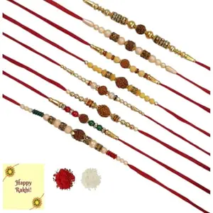DMS RETAIL Set Of 8 Rakhi Combo For Brother Bhabhi And Kids Bhaiya Bhabhi Rakhi Set Latest Family Combo Rakhi Gift For Brother