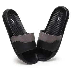 YOHO Dawn Sliders for Men | Cushion Footbed | Daily Comfort | Classic Black - UK 7