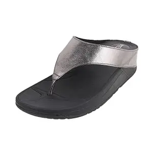 Metro Women Gun-metal Synthetic Leather Flat Casual Slipper UK/5 EU/38 (32-31)