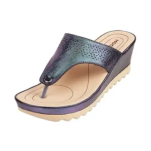 Mochi Women Blue/Navy Comfort Wedge Heel Sandal UK/7 EU/40 (32-1851)