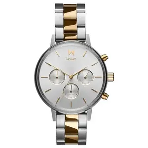 MVMT Nova Qtz Multifunction White Round Dial Women's Watch|Two Tone Stainless Steel Material|Silver Color Band - 28000113-D