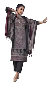 DRAVINAM Trends Women's Pure Wool Hand Work Dress Material with Printed Shawl