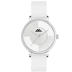CLOUDWOOD Casual Analog Round Plain Dial Ladies Wrist Watches for Women & Girls (White) - MT533