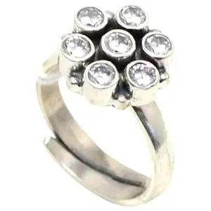 Rajasthan Gems Adjustable Ring 925 Sterling Silver Cubic Zirconia Zircon Stone Women Handmade Gift k289
