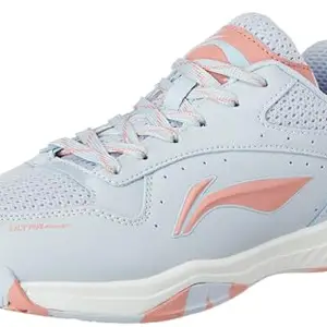 Li-Ning Ultra Power Non-Marking Badminton Shoe|Indoor Sports|Stability Heel, Prototypical Sole, Lightweight Shoe (Arctic ICE/Lobster Bisque,UK 5)