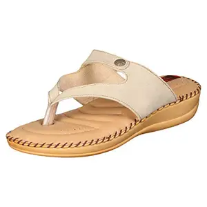 1 WALK Comfortable DR Sole Women-Flats/Fashion Sandals/Fancy Home Fashion Slippers/Casual Footwear/Dr Plus/Color-BEIGE/Size-8-UK/Synthetic Leather/PPP-2043C-41