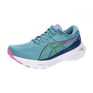 ASICS Womens Gel-Kayano 30 - Gris Blue/Lime Green Running Shoes, UK - 4
