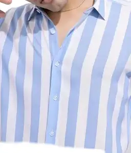 Mahima Ethnic Centre's Women's Cotton Blend Collared Striped Patterned Regular Fit Full Sleeves Formal Shirt