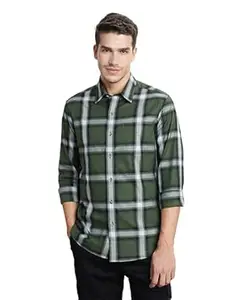 Symbol Premium Men's Checkered Casual Shirt - Regular Fit | Oxford Weave | Full Sleeve | Pure Cotton (Available in Plus Sizes)
