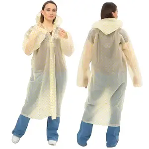 Amazon Brand - Symactive Transparent Long Raincoat Water Resistant Rain Jacket with Adjustable Hood Outdoor Portable Rainwear Poncho for Men Women Travel (Universal, Random)