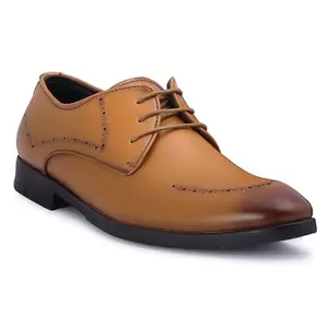 marching toes Men's Formal Whole Cut Lace-up Shoes Tan