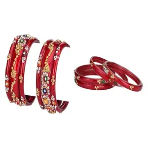 Somil Combo Bangle Set For Women | Traditional Daily Bangles | Perfect For Parties & Functions, Pack Of 10, Red, Red -D508