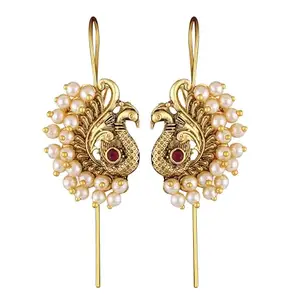 VFJ VIGHNAHARTA FASHION JEWELLERY Vighnaharta Twinkling Bejeweled Red Pearl ear cuff for Women and Girls[VFJ2646ERG-RED]