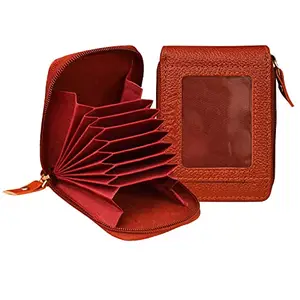 ABYS Genuine Leather RFID Blocking Light Brown Card Holder for Men and Women