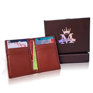 MEHRISH Real Leather Wallet for Men - Slim Wallets with Debit Card, Credit Card Holder | Gift for Men | Colour - Brown | Style-9920234