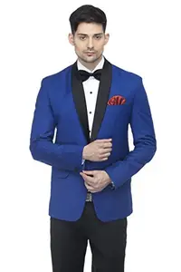 FAVOROSKI FAVOROSKI Designer Men's Slim Italian Fit Shawl Collar Single Breasted Tuxedo Suit Blazer, Royal Blue (FBL161124-RBLUE-3XL)