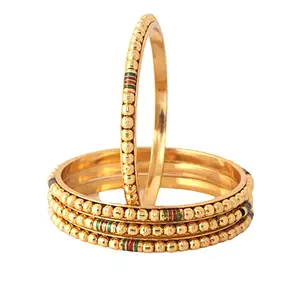 Lucky Jewellery 18K Gold Plated Designer Multi color Traditional Ethinic Bangles set For Women (310-J1BG-1723-4-26)