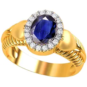 SIDHARTH GEMS 13.00 Carat Lab - Certified Unheated Untreatet AAA+ Quality Natural Blue Sapphire Neelam Gold Adjustable Gemstone Ring for Women's and Men's