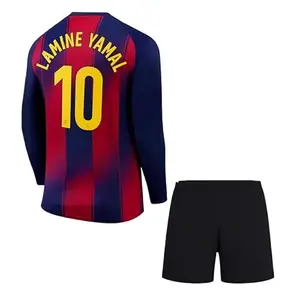 Barcelona Full Sleeve Jersey Lamine Yamal 10 Jersey with Shorts (Kids,Men,Boys)(XX-Large 44) Multicolour