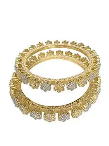 DC Gold Plated Gold Plated & American Diamond Bangles for Women (Gold)