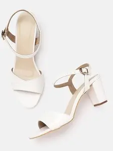 ELLE Women's White Block Heel Sandal