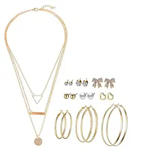 YouBella Fashion Jewellery Gold Plated Necklace and Earrings Combo Jewellery Set for Girls and Women (Gold) (Style 14)