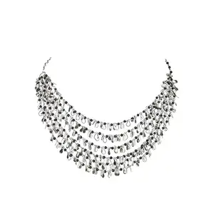 Glass Women Necklace-Jewelary Set-Silver-53