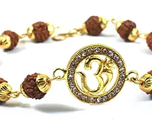 Urvi Creations Rudraksh Rakhi with Silver Beads and Cz Bracelet Rakhi for Brother